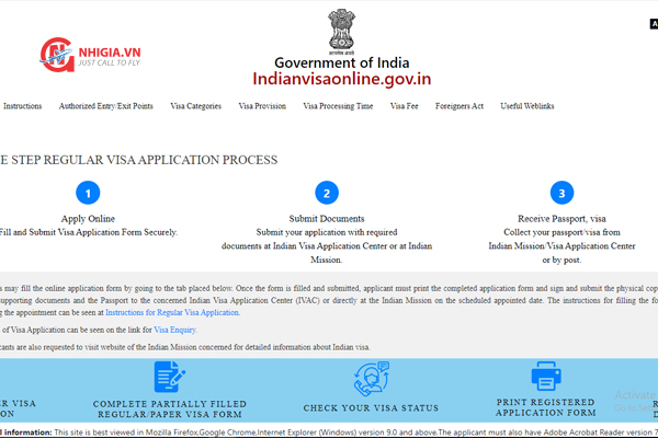 Vào website https://indianvisaonline.gov.in/visa/index.html để điền tờ khai